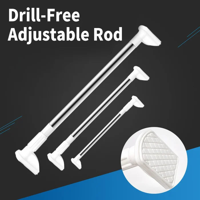 Shower & Curtain Rod Telescopic Tool-Free Adhesive Rust-Resistant