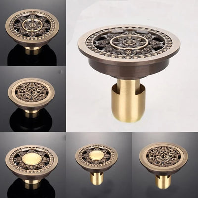 Shower Drain Brass Antique Finish Odor-Reducing 4 Inch