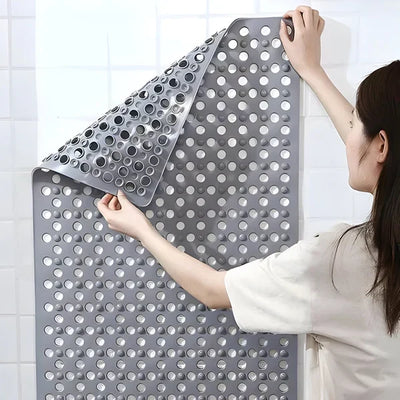 Shower Mat Textured Non-Slip Suction Backing Water-Drain Design