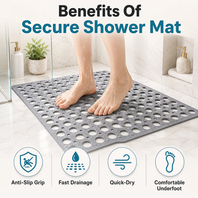 Shower Safety Mat Non-Slip Suction Cups Drainage Holes