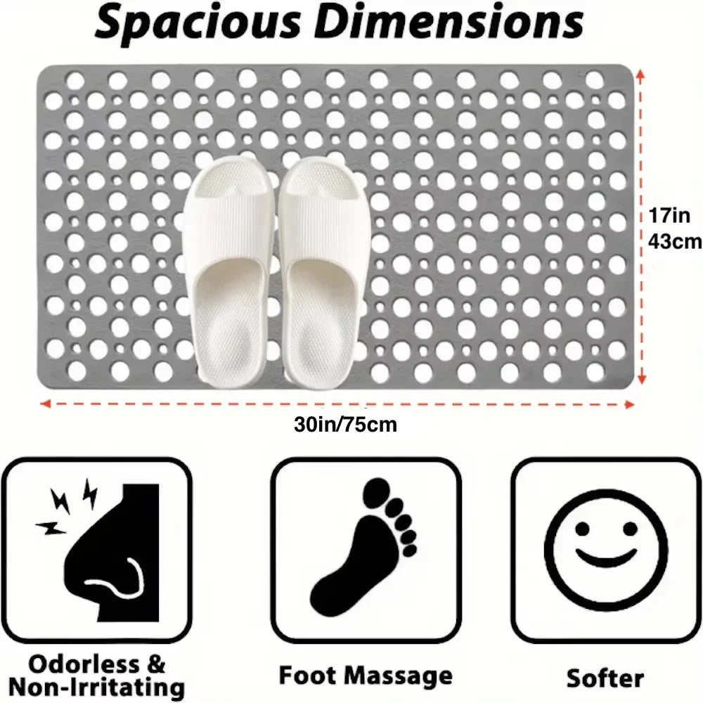 Shower Safety Mat Non-Slip Suction Cups Drainage Holes