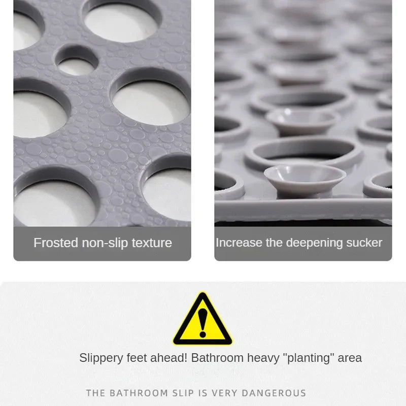 Shower Safety Mat Non-Slip Suction Cups Drainage Holes