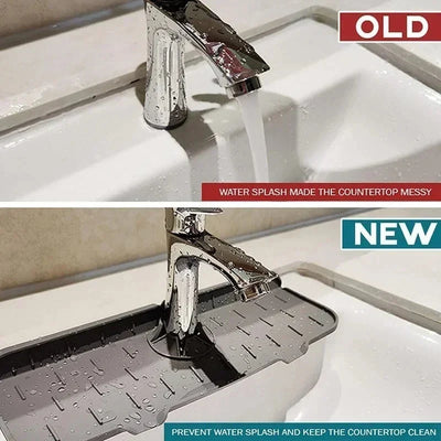 Sink Splash Guard Food-Grade Silicone Drainage Channels Raised Edge Storage