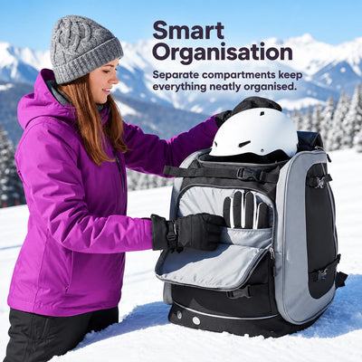 Ski Backpack 65L Separate Boot Compartment & Padded Straps