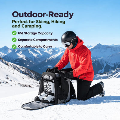 Ski Backpack 65L Separate Boot Compartment & Padded Straps