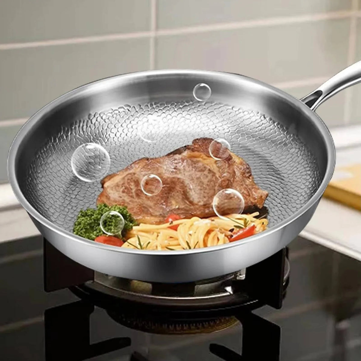 Skillet Titanium Steel Fish-Scale Non-Stick Multi-Stove Compatible