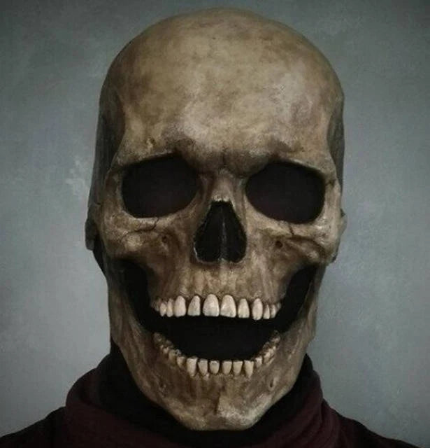 Skull Mask Latex Full-Head Coverage Movable Jaw Breathable & Tear-Resistant