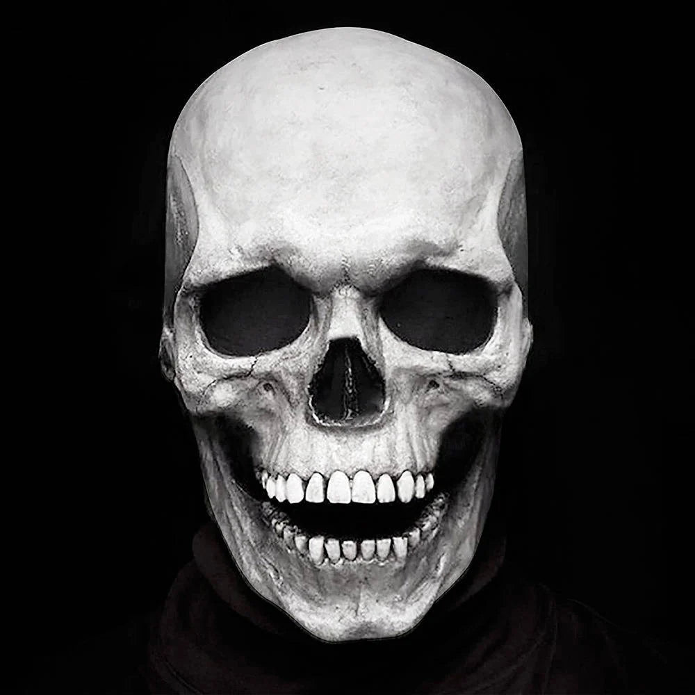 Skull Mask Latex Full-Head Coverage Movable Jaw Breathable & Tear-Resistant