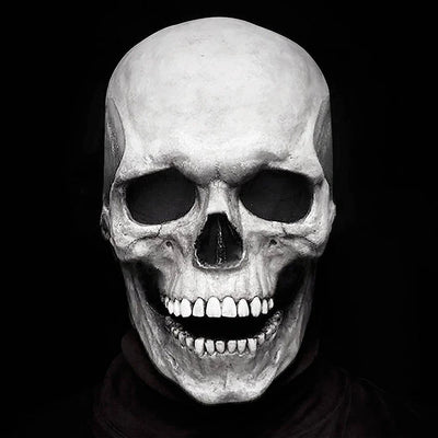 Skull Mask Latex Full-Head Coverage Movable Jaw Breathable & Tear-Resistant