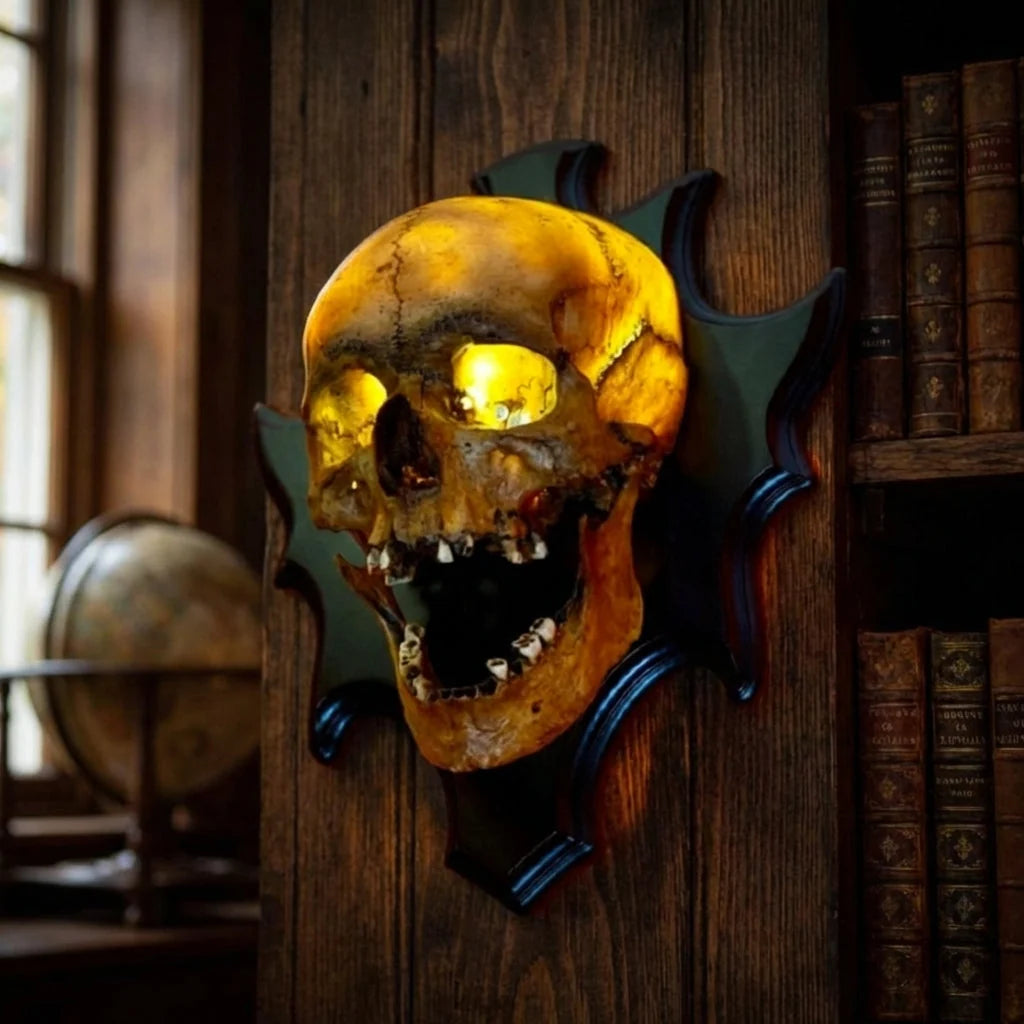 Skull Nightlight Sculpted Resin Warm LED & Integrated Sound