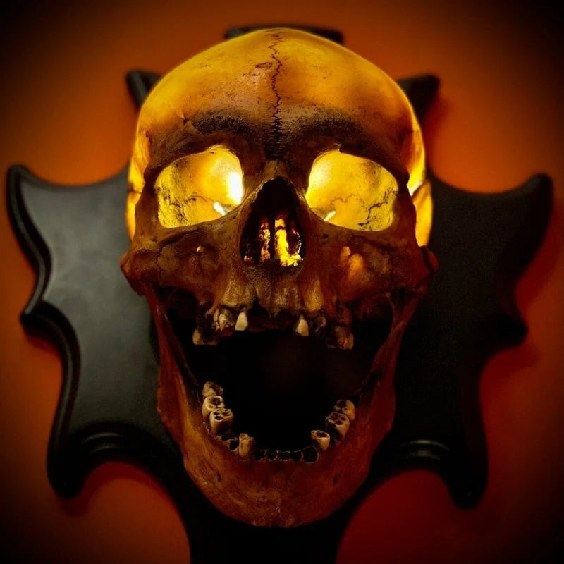 Skull Nightlight Sculpted Resin Warm LED & Integrated Sound