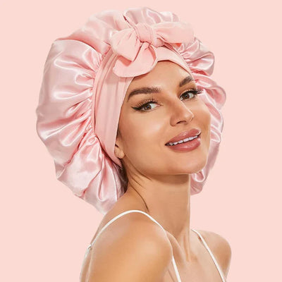 Sleep Bonnet Double-Layer Imitation Silk Adjustable Fit