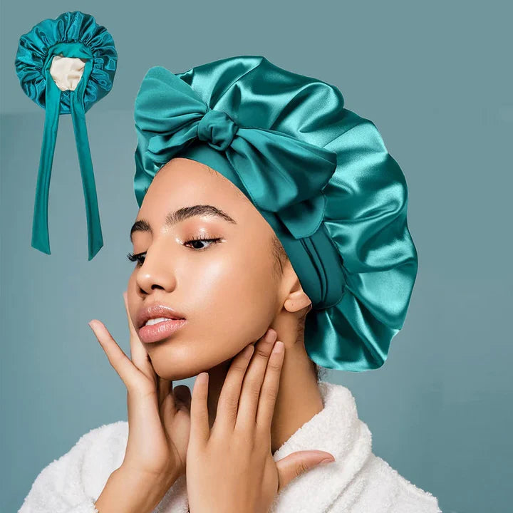 Sleep Bonnet Double-Layer Imitation Silk Adjustable Fit