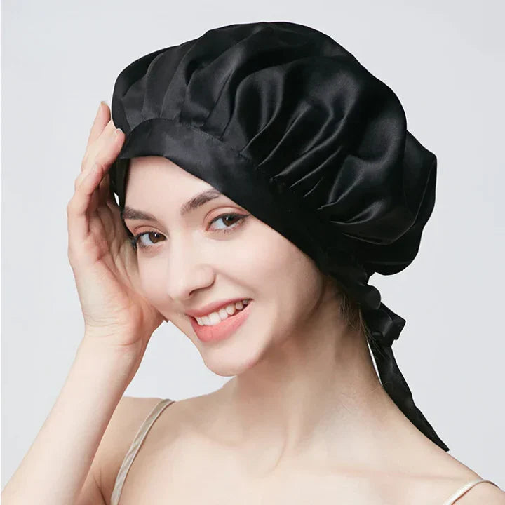 Sleep Bonnet Double-Layer Imitation Silk Adjustable Fit