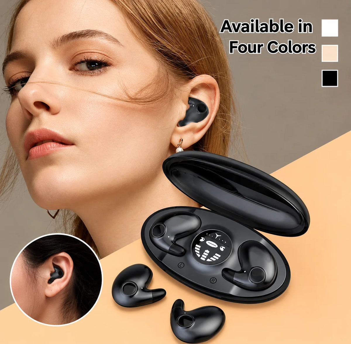 Sleep Headphones Ultra-Flat In-Ear Bluetooth Charging Case Included