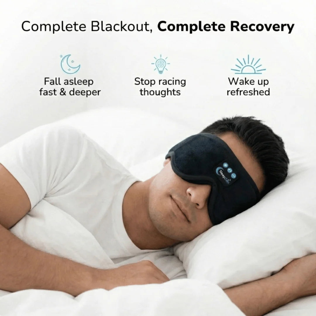 Sleep Mask 3D Contoured Blackout Bluetooth Audio Washable Fabric