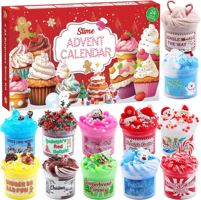 Slime Advent Calendar 24-Day Non-Sticky 12 Slimes & Mix-Ins