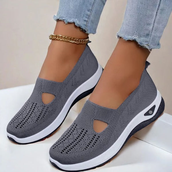 Slip-On Shoes Breathable Knit Orthopedic Footbed Non-Slip Outsole