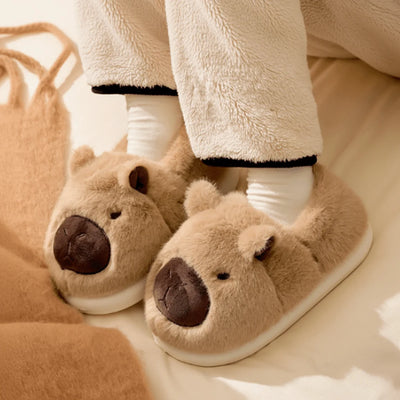 Slippers Plush Capybara Design Non-Slip Sole