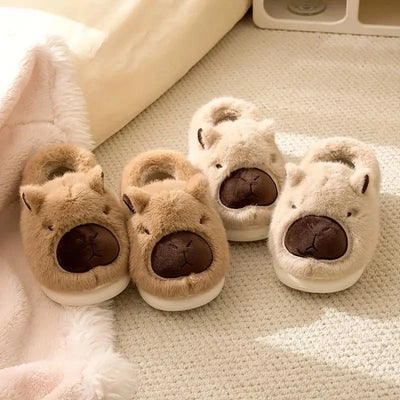 Slippers Plush Capybara Design Non-Slip Sole
