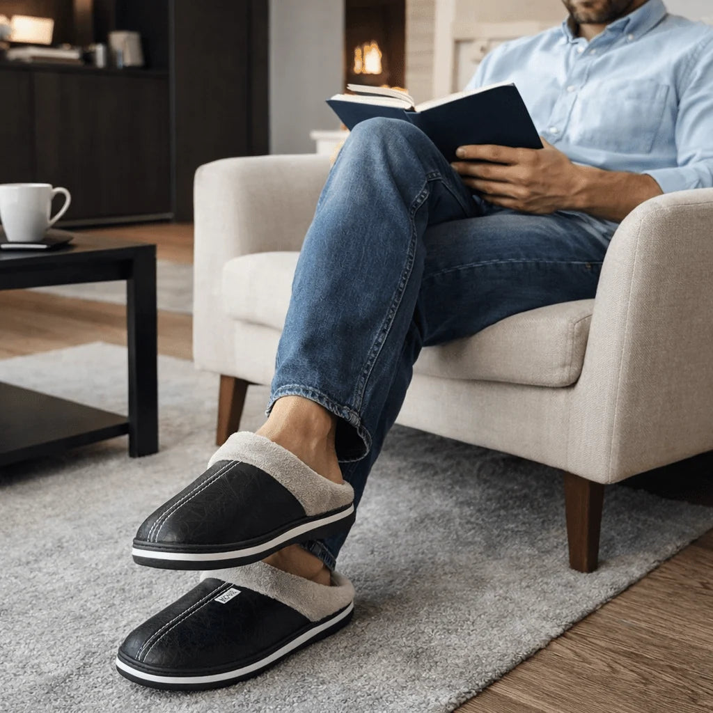 Slippers Plush Lined Cushioned EVA Sole Slip-On Design