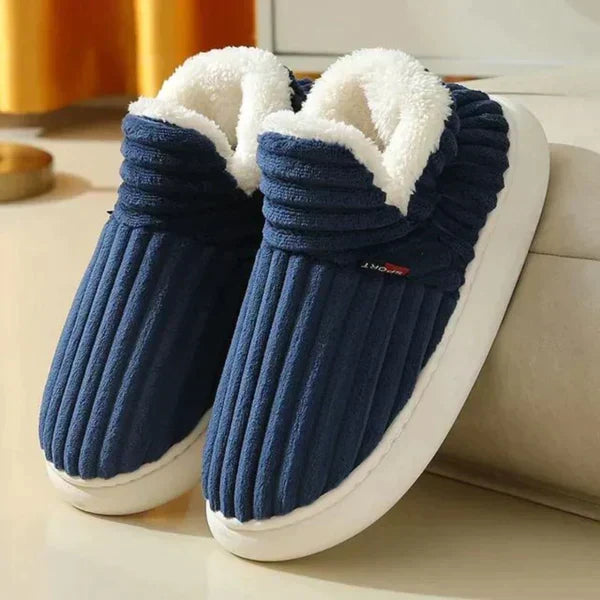 Slippers Plush Lined Non-Slip Rubber Sole Slip-On Design