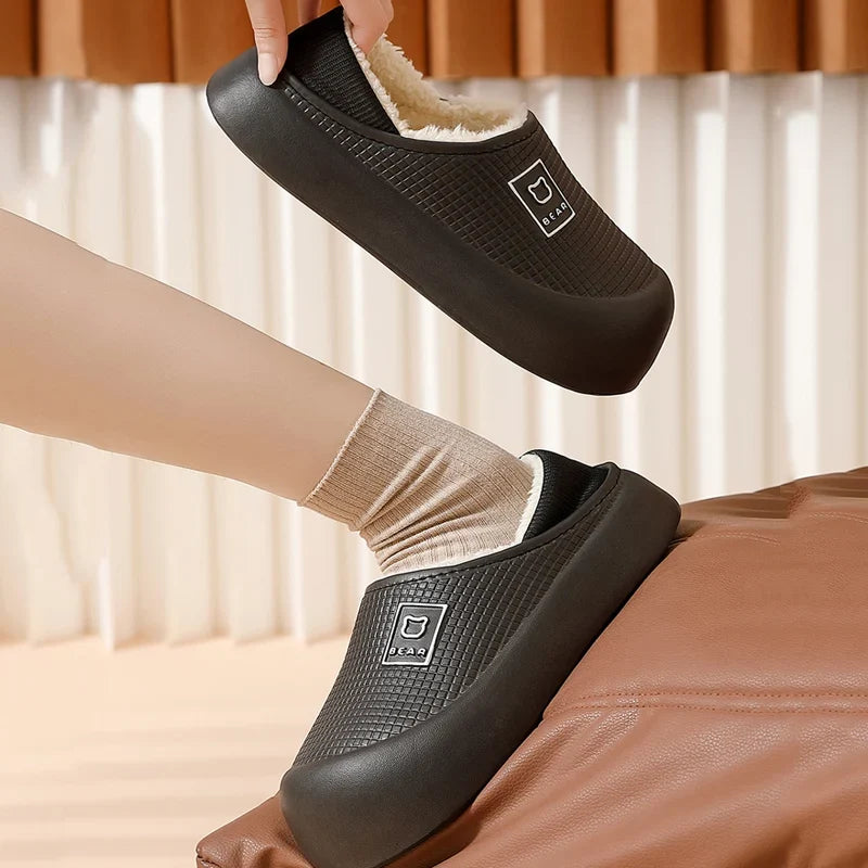 Slippers Waterproof Plush Lining Non-Slip Sole