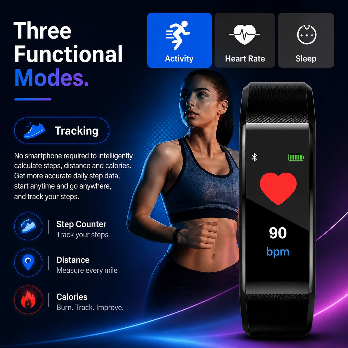 Smartwatch Large Color Screen Step & Heart Monitor