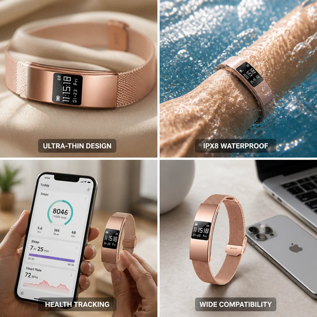 Smartwatch Ultra-Thin IPX8 Water-Resistant Health & Activity Tracking