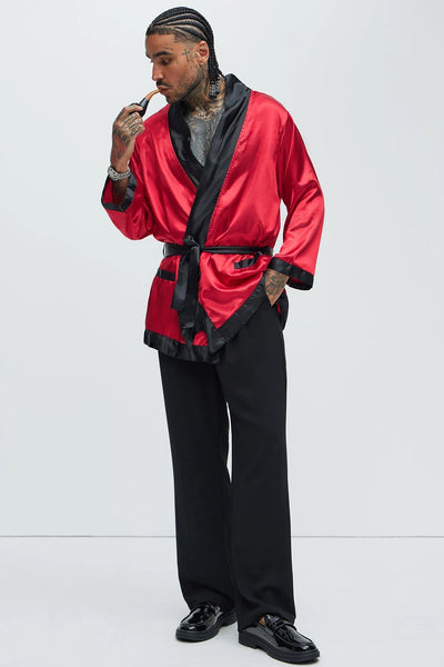 Smoking Robe Costume Red & Black Adjustable Belt