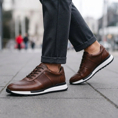 Sneakers Genuine Leather Metal Eyelets & Padded Collar