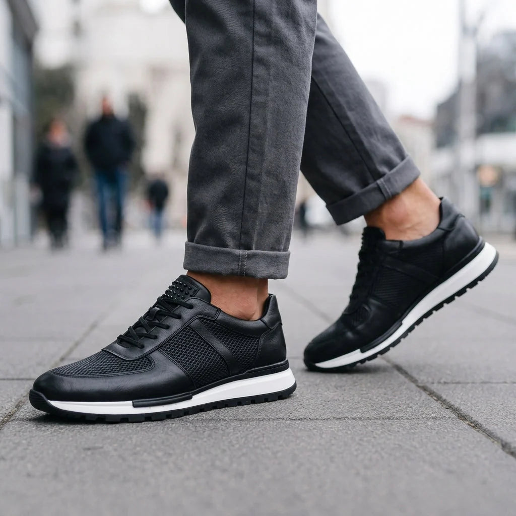 Sneakers Genuine Leather Metal Eyelets & Padded Collar