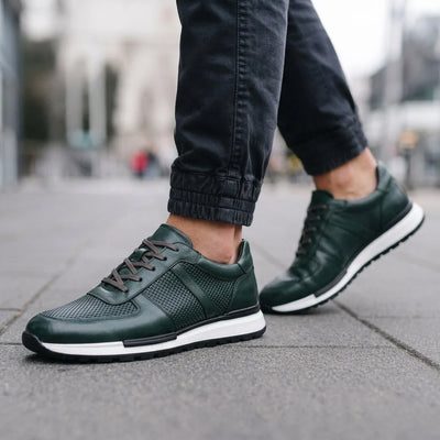 Sneakers Genuine Leather Metal Eyelets & Padded Collar