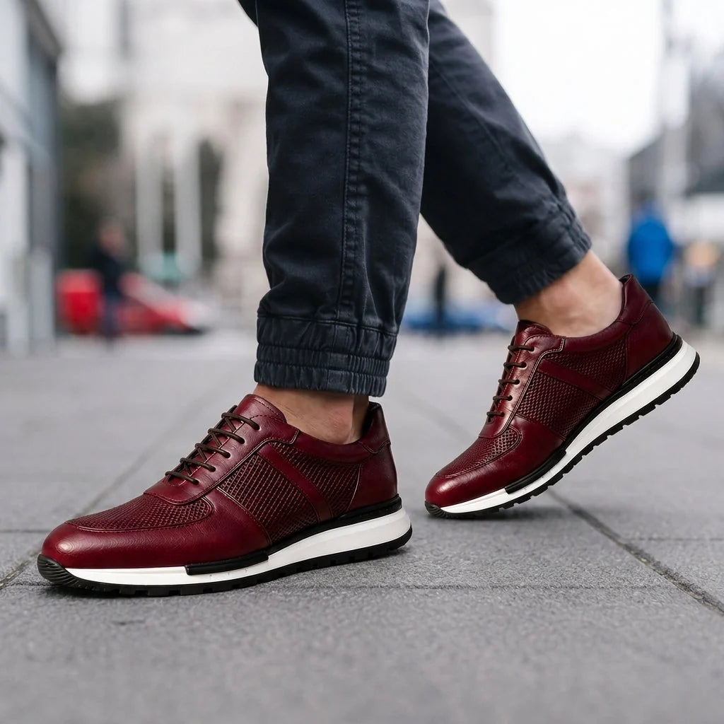 Sneakers Genuine Leather Metal Eyelets & Padded Collar