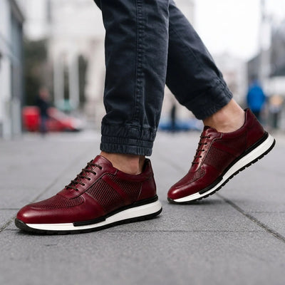 Sneakers Genuine Leather Metal Eyelets & Padded Collar