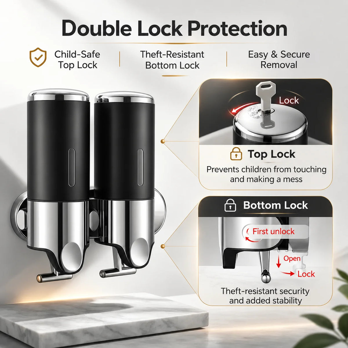 Soap Dispenser Wall-Mounted Push-Lever Fill-Level Window
