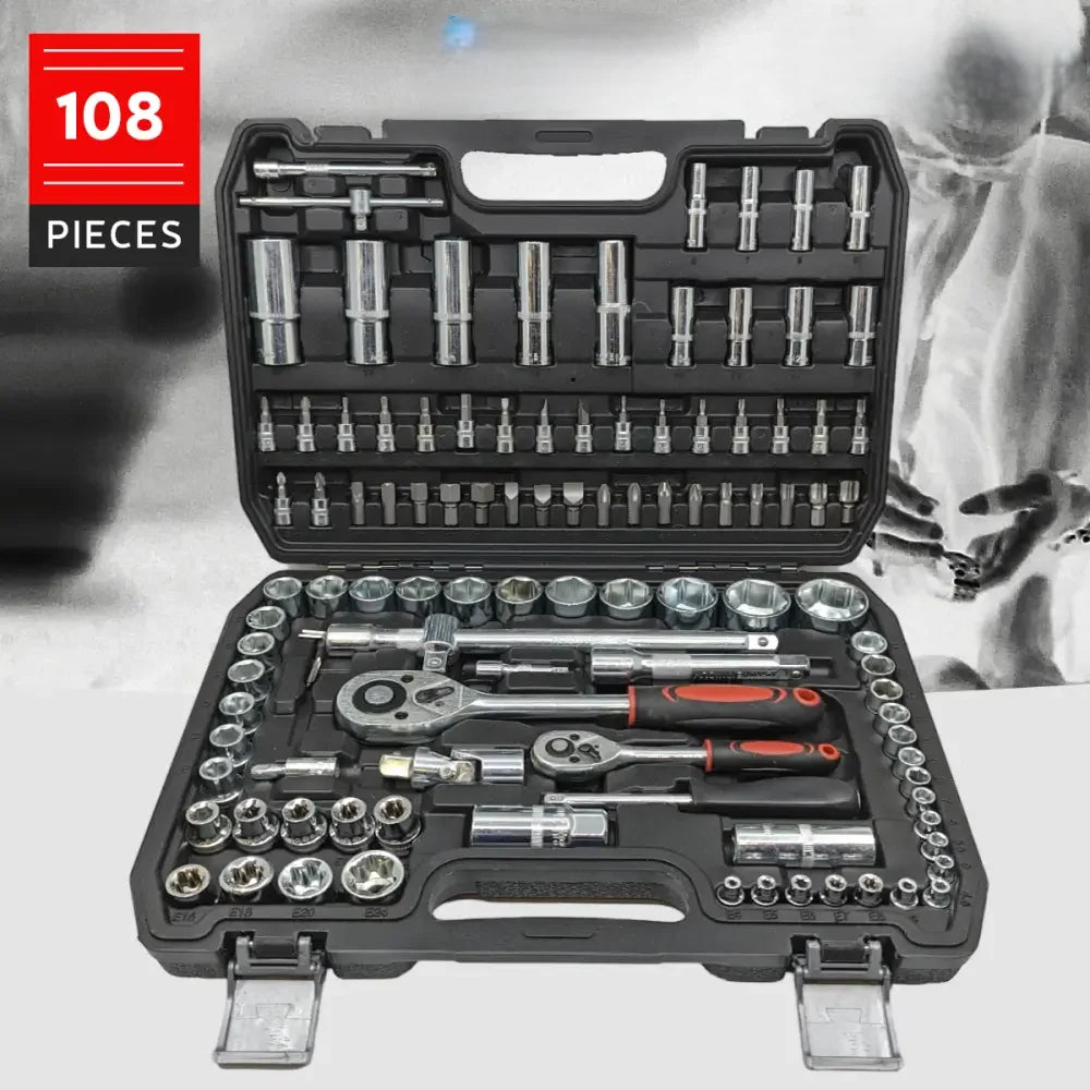 Socket Set 108-Piece Chrome-Vanadium Dual Ratchets