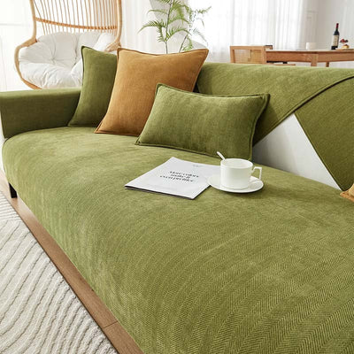 Sofa & Armchair Cover Chenille Herringbone Anti-Slip Backing