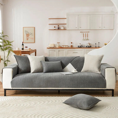 Sofa & Armchair Cover Chenille Herringbone Anti-Slip Backing