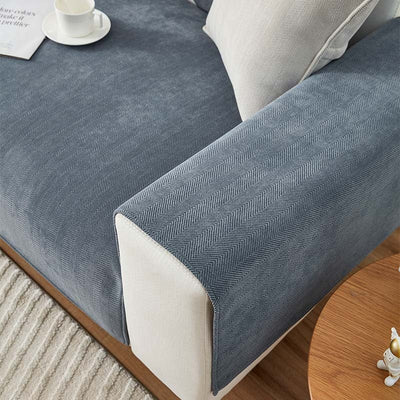Sofa & Armchair Cover Chenille Herringbone Anti-Slip Backing