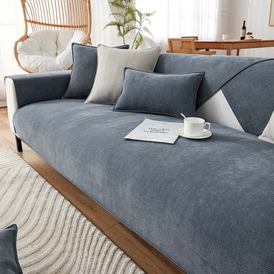 Sofa & Armchair Cover Chenille Herringbone Anti-Slip Backing