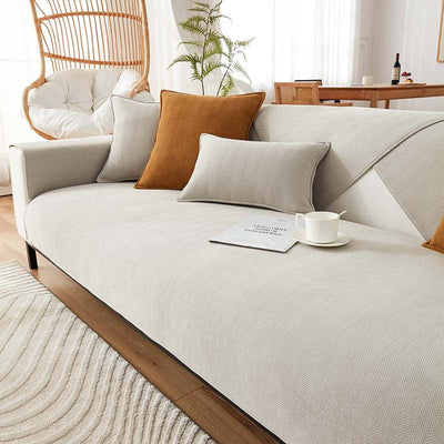 Sofa & Armchair Cover Chenille Herringbone Anti-Slip Backing
