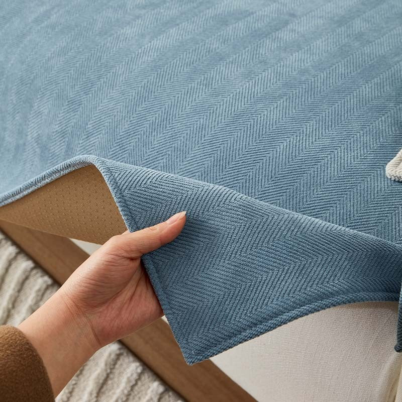 Sofa & Armchair Cover Chenille Herringbone Non-Slip Backing