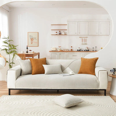 Sofa & Armchair Cover Chenille Herringbone Non-Slip Backing