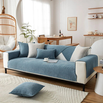 Sofa & Armchair Cover Chenille Herringbone Non-Slip Backing
