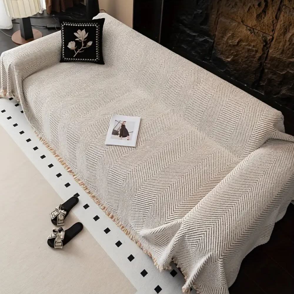 Sofa Cover Herringbone Splash-Resistant Non-Slip Backing
