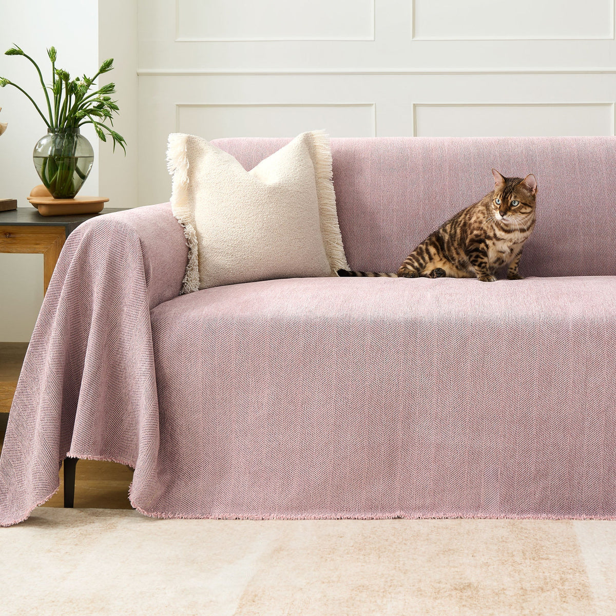 Sofa Cover Herringbone Water-Repellent Machine-Washable
