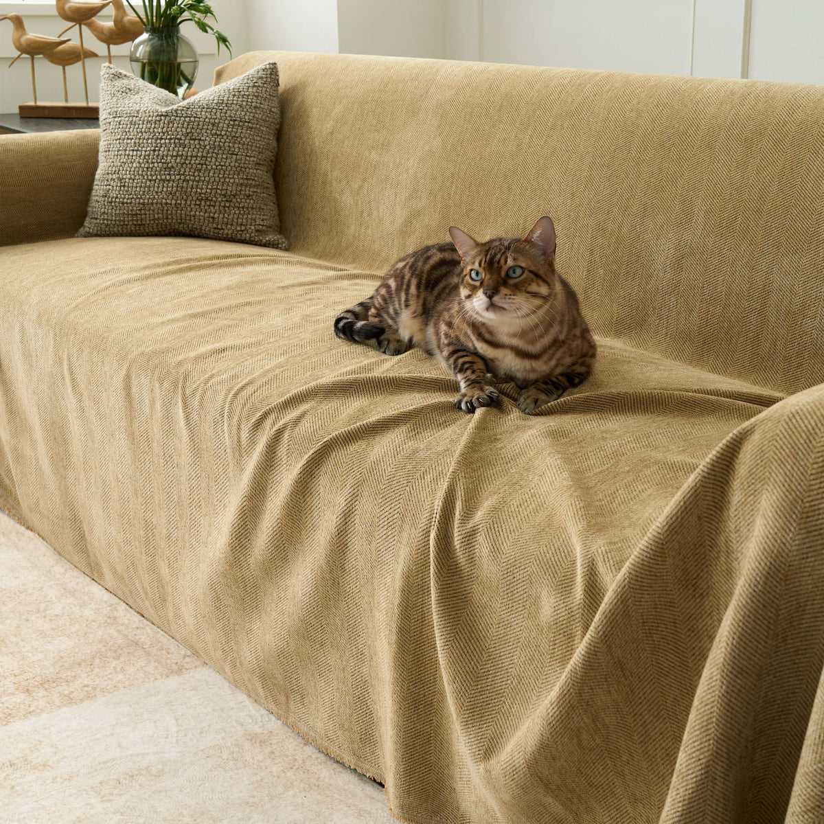 Sofa Cover Herringbone Water-Repellent Machine-Washable