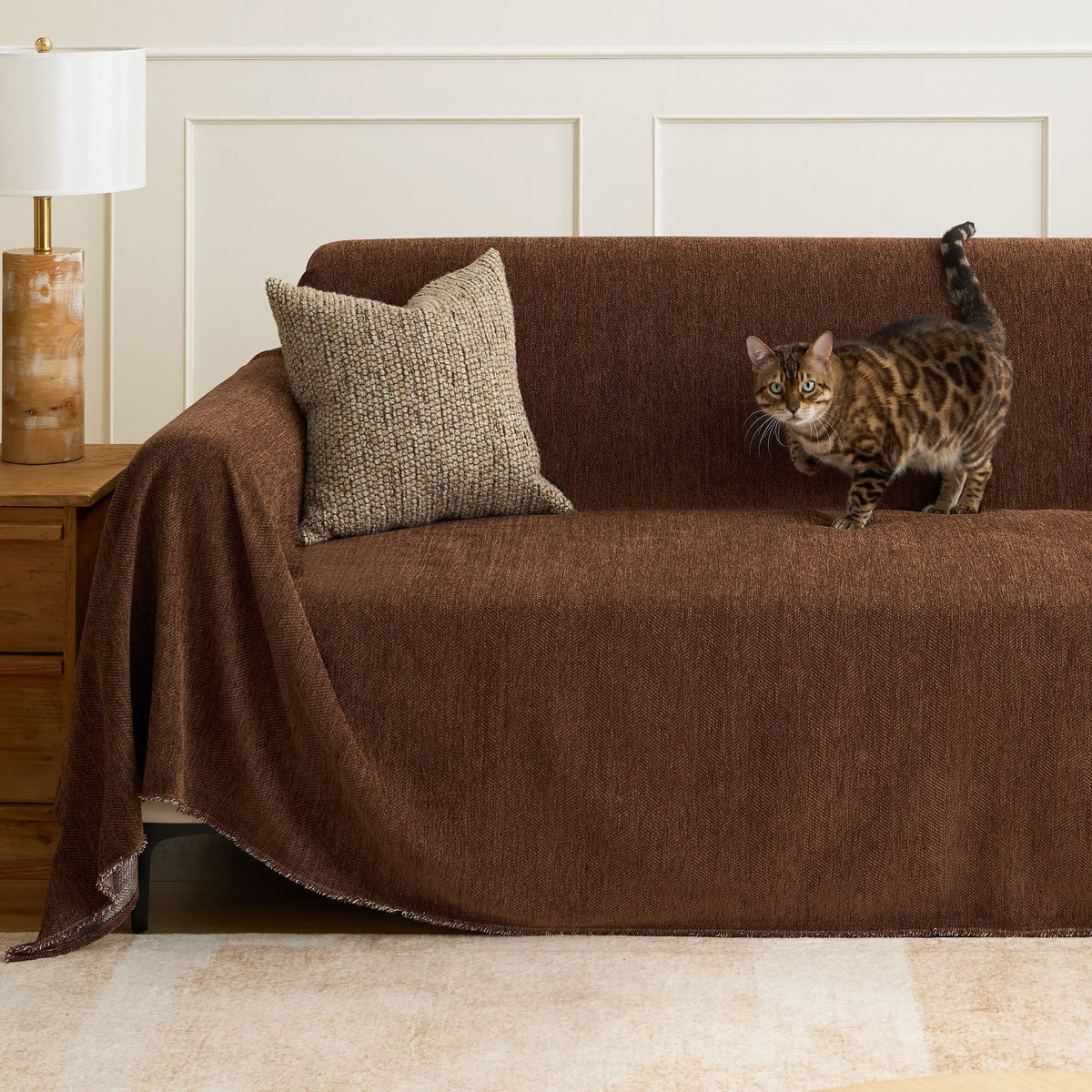 Sofa Cover Herringbone Water-Repellent Machine-Washable