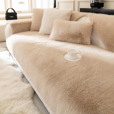 Sofa Cover Plush Faux Fur Non-Slip Machine Washable